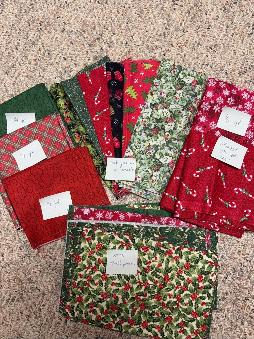Holiday Fabric Bundle - Red and Green Christmas Prints